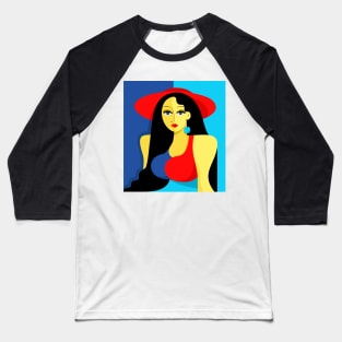 Lady Pop Art Baseball T-Shirt